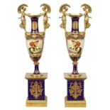 A LARGE PAIR OF LATE 19TH CENTURY VIENNA STYLE PEDESTAL VASES