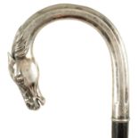 A LATE 19TH CENTURY ART NOUVEAU SILVER TOPPED WALKING STICK