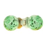 A 19TH CENTURY CHINESE GREEN JADE CARVED BELT BUCKLE