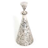 AN EARLY 20TH CENTURY SILVER OVERLAY SCENT BOTTLE