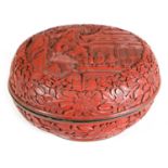 A 19TH CENTURY CHINESE CINNABAR BOX AND COVER