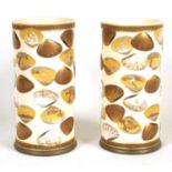 A RARE PAIR OF LATE 19TH CENTURY WORCESTER CYLINDRICAL CABINET VASES IN THE JAPANESQUE TASTE