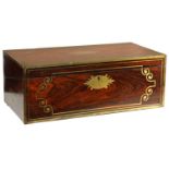 A REGENCY BRASS INLAID ROSEWOOD WRITING BOX