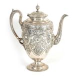 A VICTORIAN LARGE SILVER COFFEE POT