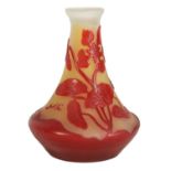 EMILE GALLE. AN ART NOUVEAU THREE COLOUR FIRE POLISHED CAMEO GLASS VASE