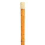 AN 18TH CENTURY MARINE IVORY TOPPED MALACCA SWORD STICK