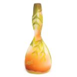 EMILE GALLE. AN ART NOUVEAU CAMEO GLASS VASE WITH SWOLLEN SHAPED NECK