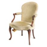 A GEORGE III FRENCH HEPPLEWHITE MAHOGANY ARMCHAIR