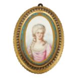 A 19TH CENTURY FRENCH SEVRES STYLE OVAL PORCELAIN PANEL