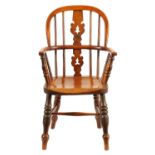 A 19TH CENTURY ASH AND ELM CHILD'S WINDSOR CHAIR