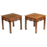 A PAIR OF 19TH CENTURY CHINESE HARDWOOD JARDINIERE STANDS