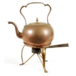 AN UNUSUAL LATE GEORGE III SEAMED COPPER KETTLE ON STAND