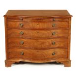 A GOOD GEORGE III INLAID MAHOGANY SERPENTINE CHEST OF DRAWERS