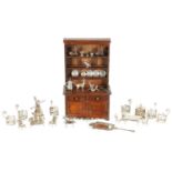 A LARGE COLLECTION OF MAINLY 19TH CENTURY DUTCH SILVER MINIATURE FURNITURE AND DECORATIVE ITEMS