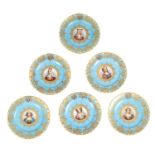 A SET OF SIX SEVRES STYLE PORCELAIN CABINET PLATES