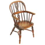 F. WALKER, ROCKLEY A 19TH CENTURY ASH AND ELM CHILD’S WINDSOR CHAIR