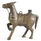 AN EARLY CHINESE BRONZE CENSER MODELLED AS A HORSE