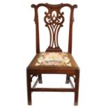 A GEORGE II WALNUT SIDE CHAIR