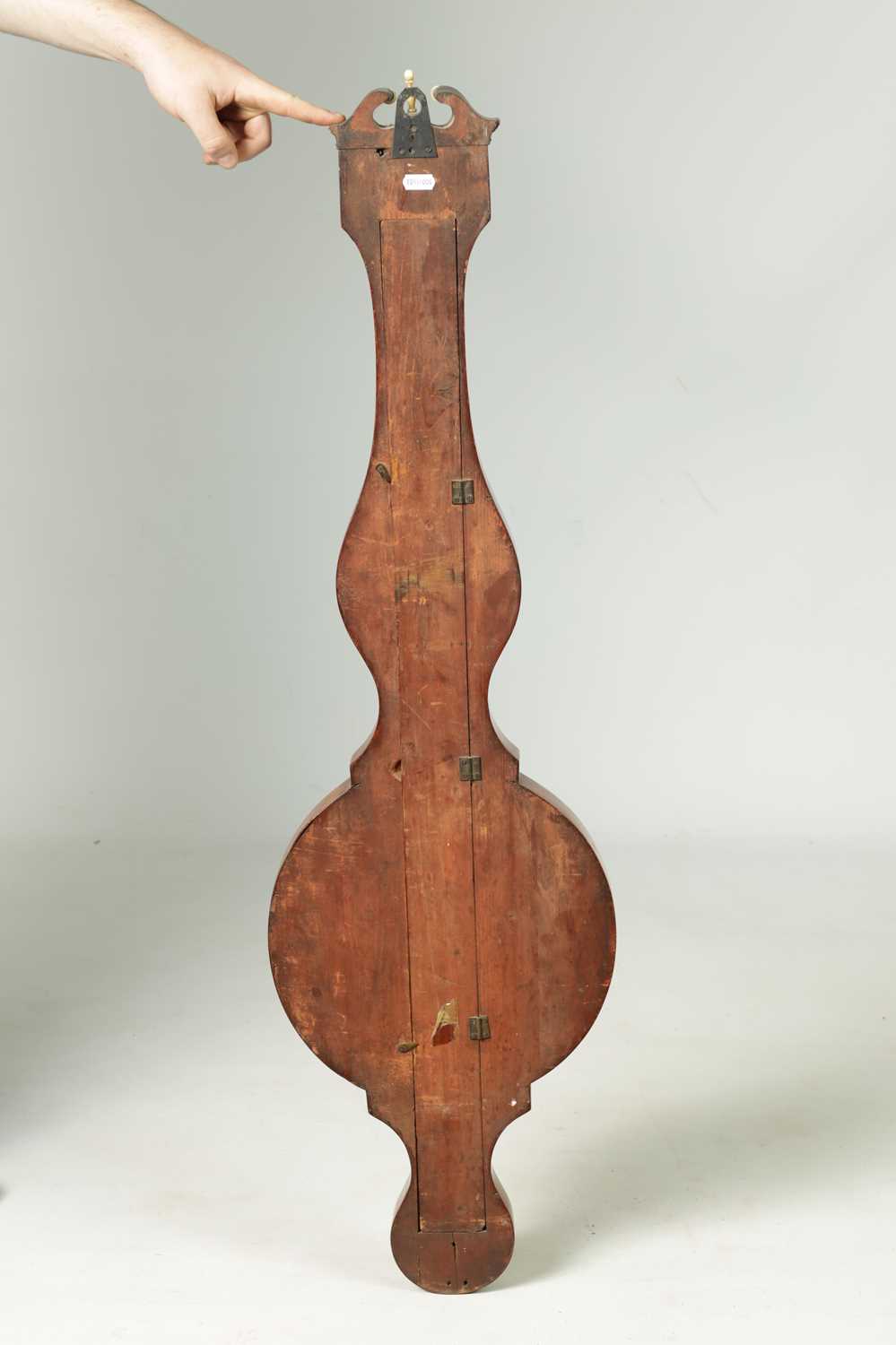 JAMES VECCHIO, NOTTINGHAM. A LATE GOERGE III FIGURED MAHOGANY WHEEL BAROMETER - Image 7 of 9