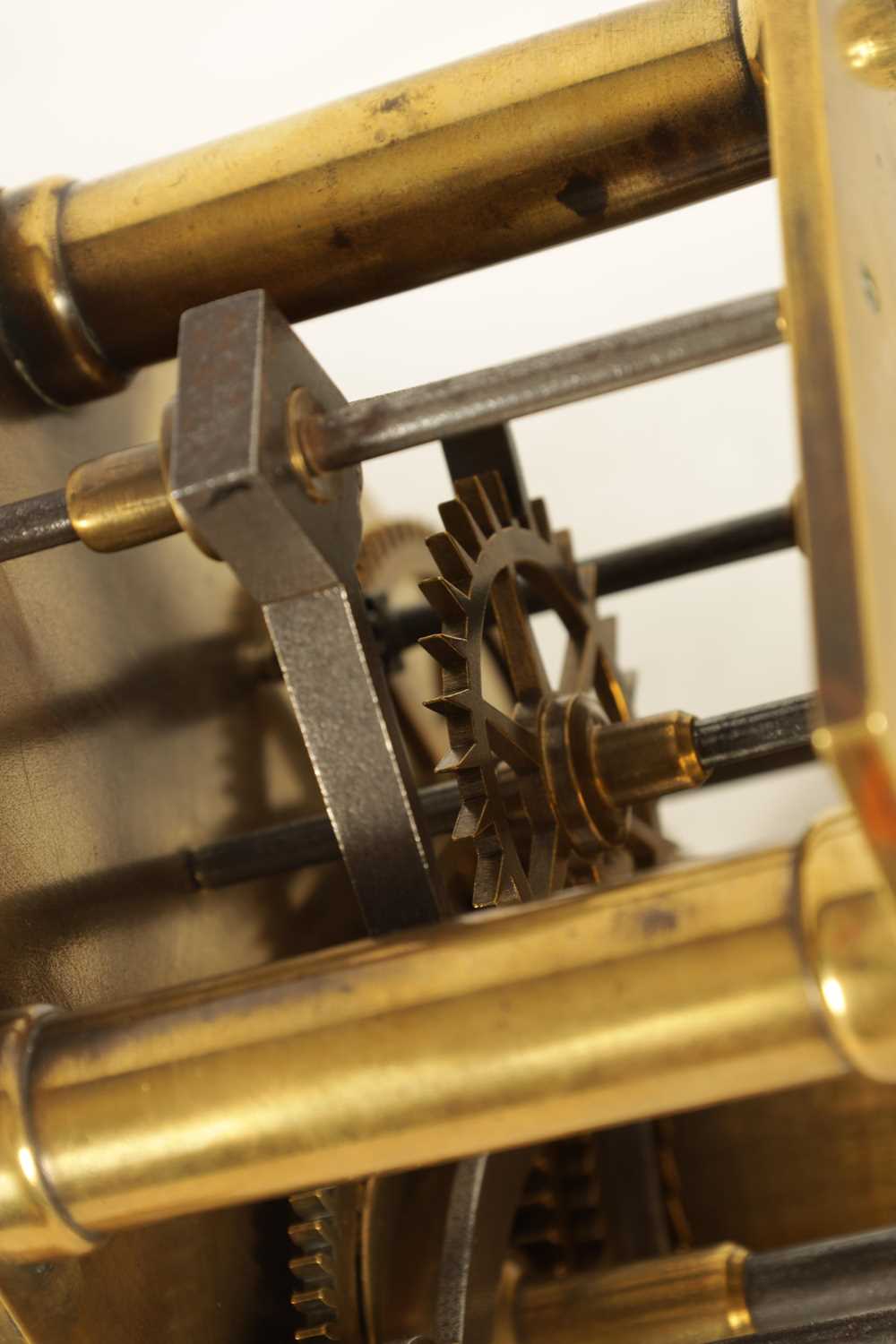 AN EARLY 19TH CENTURY BRASS PLATED WEIGHT DRIVEN TURRET CLOCK MOVEMENT - Image 7 of 11