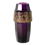 AN EARLY 20TH-CENTURY PURPLE GLASS VIENNA SECESSIONIST VASE IN THE MOSER STYLE
