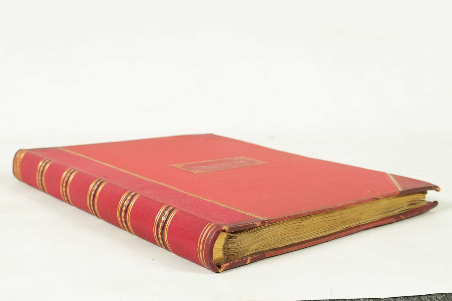 A 19TH CENTURY GILT TOOLED RED LEATHER AND CANVAS BOUND PORT FOLIO OF WATERCOLOUR DRAWINGS LABELLED - Image 4 of 45