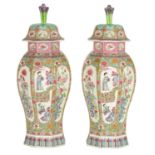 A FINE PAIR OF 19TH CENTURY SAMSON ORIENTAL STYLE VASES AND COVERS