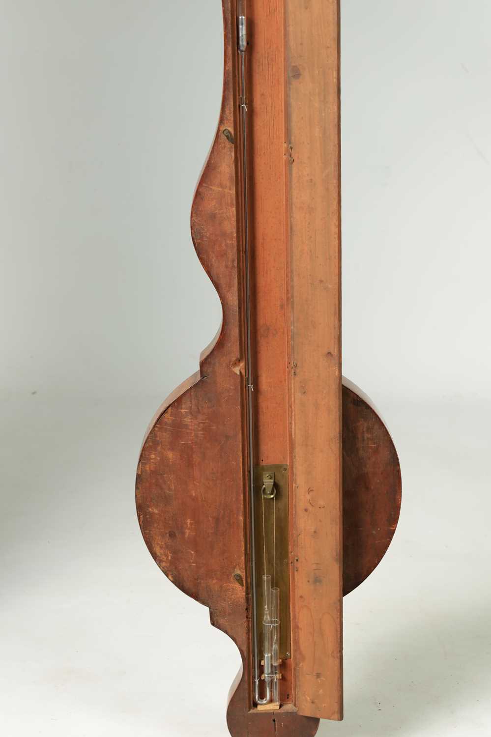 JAMES VECCHIO, NOTTINGHAM. A LATE GOERGE III FIGURED MAHOGANY WHEEL BAROMETER - Image 8 of 9