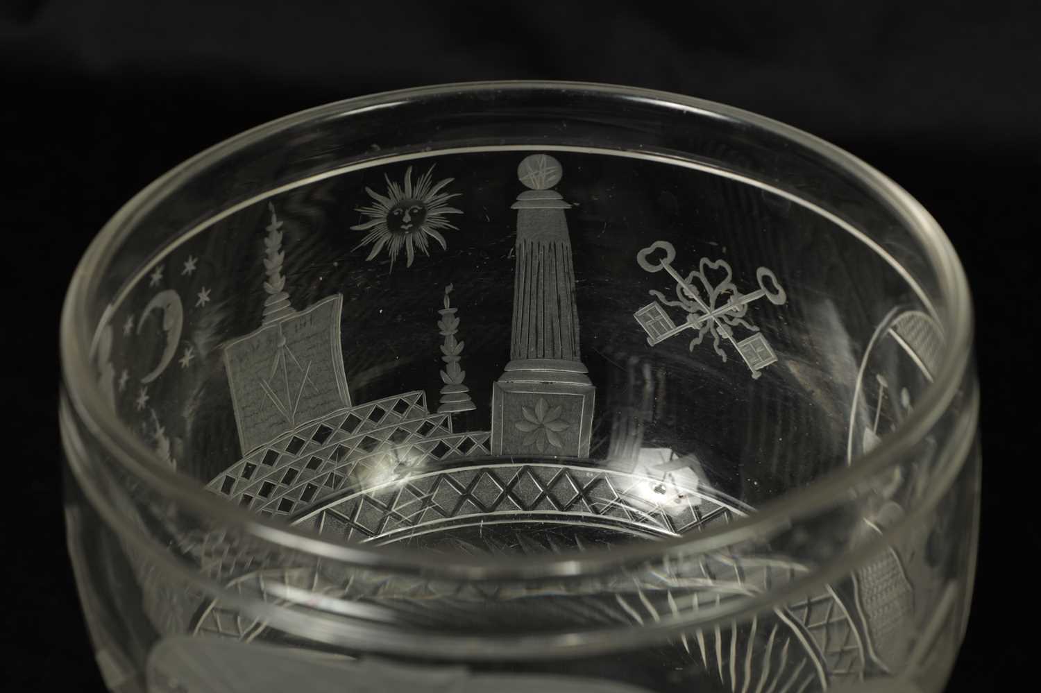 A LATE GEORGIAN MASONIC GLASS GOBLET - Image 6 of 7