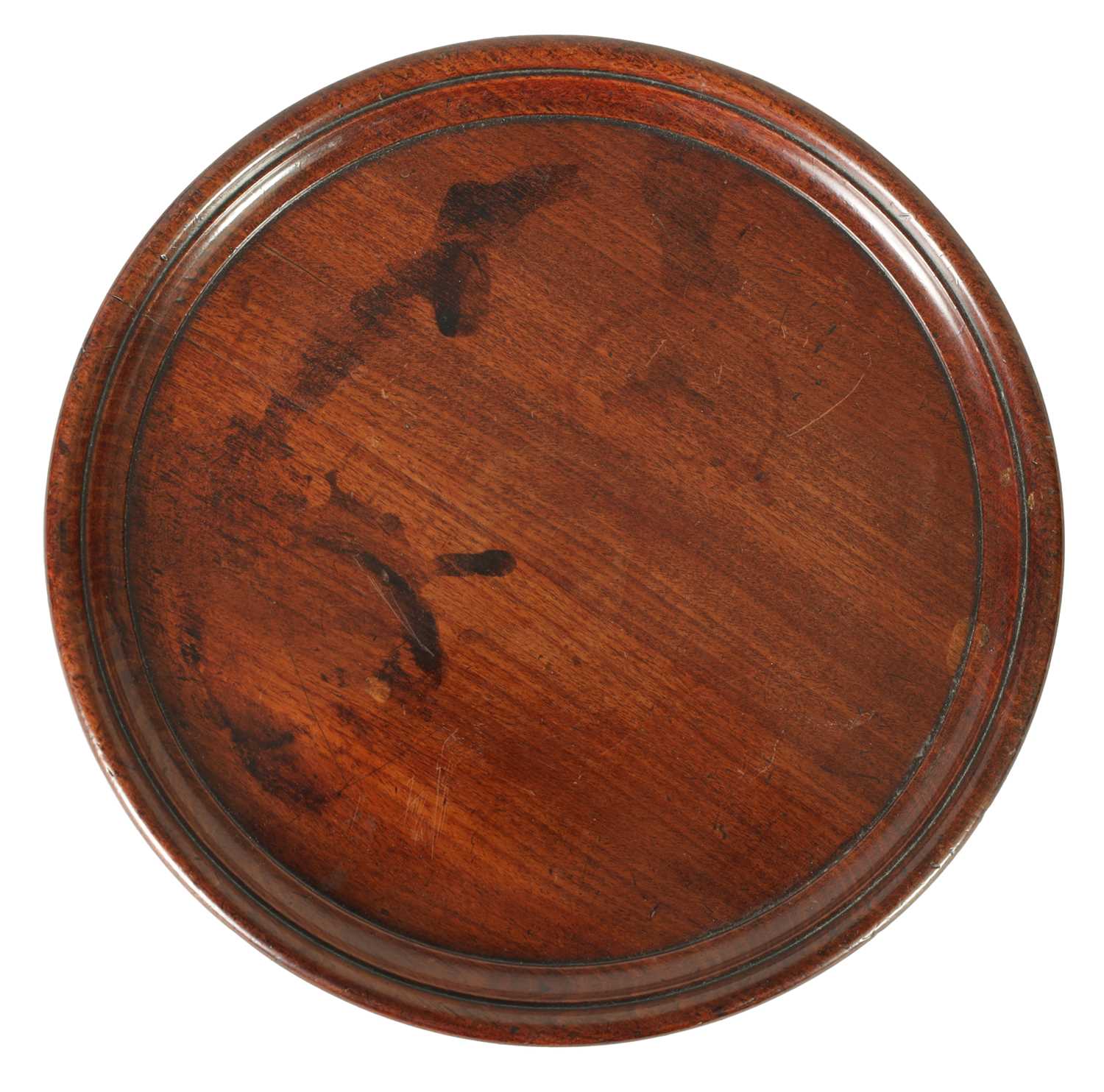 A GEORGE III MAHOGANY CIRCULAR TRAY OF SMALL SIZE