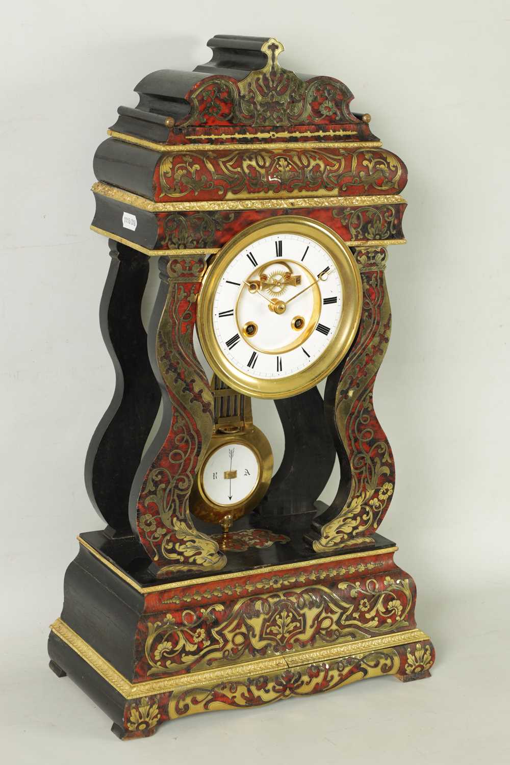 A LATE 19TH CENTURY FRENCH BOULLE TORTOISESHELL PORTICO CLOCK - Image 6 of 11