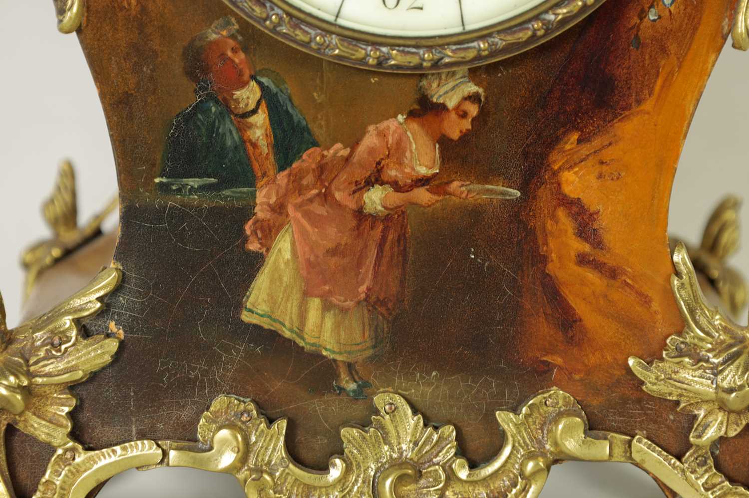 A LATE 19TH CENTURY FRENCH ORMOLU MOUNTED 'VERNIS MARTIN' MANTEL CLOCK - Image 6 of 13