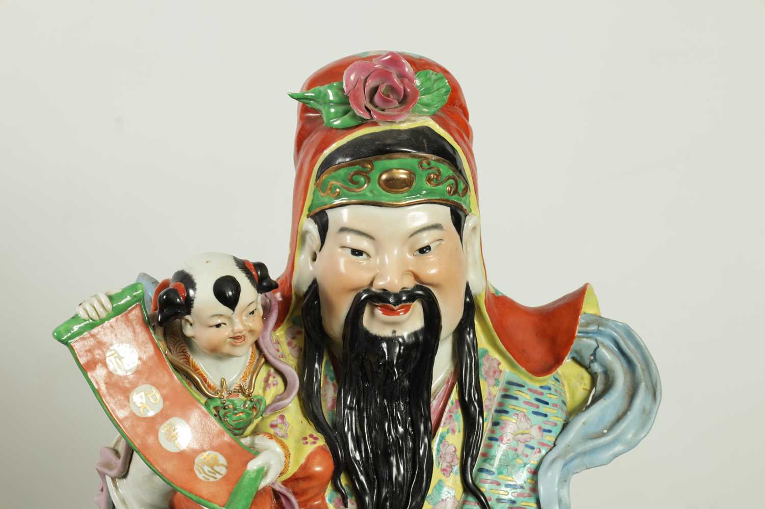 A MASSIVE GARNITURE OF THREE CHINESE REPUBLIC SAGE STANDING FIGURES - Image 3 of 16