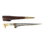 A 19TH CENTURY MUGHAL IVORY HANDLED PESH KABZ DAGGER