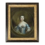 AN 18TH CENTURY REVERSE PAINTED OIL ON GLASS