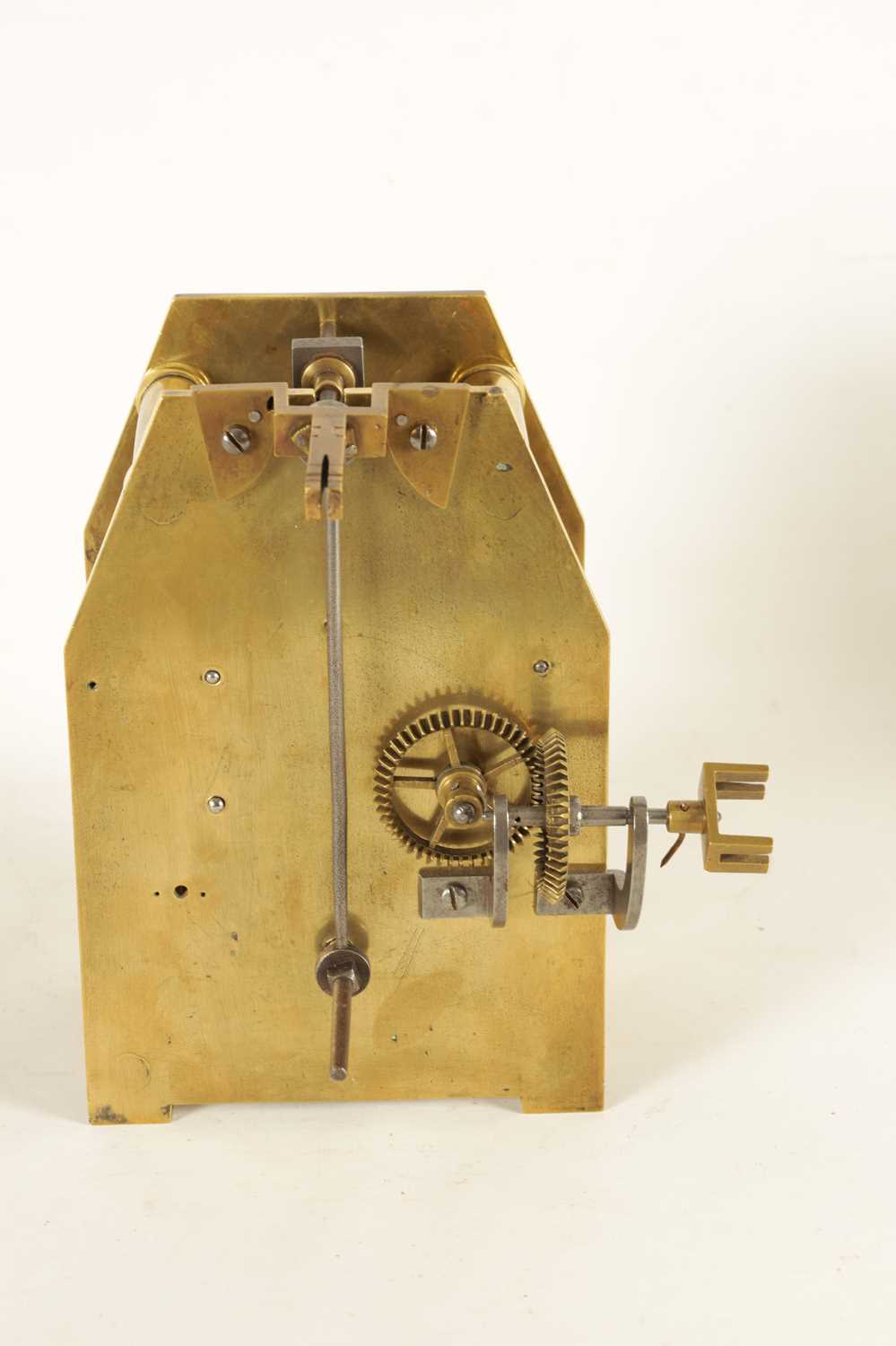 AN EARLY 19TH CENTURY BRASS PLATED WEIGHT DRIVEN TURRET CLOCK MOVEMENT - Image 6 of 11