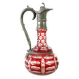 A 19TH CENTURY BOHEMIAN GLASS CLARET JUG