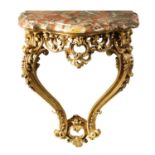 A 19TH CENTURY CARVED GILT WOOD PIER TABLE