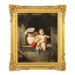 GUISEPPE MAZZOLINI (1806 - 1876) A 19TH CENTURY OIL ON CANVAS MOTHER AND CHILD