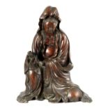 A 19TH CENTURY CHINESE BRONZE FIGURE OF GUANYIN