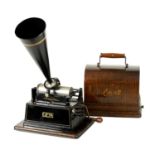 A LATE 19TH CENTURY EDISON GEM PHONOGRAPH AND CYLINDERS