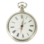 A MID 19TH CENTURY SILVER OPEN FACED POCKET WATCH WITH DUPLEX ESCAPEMENT