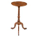 A MID 18TH CENTURY BURR ELM AND YEW-WOOD TRIPOD OCCASIONAL TABLE