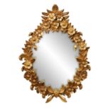 A 19TH CENTURY CARVED GILT HANGING MIRROR