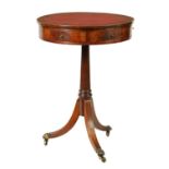 A LATE 19TH CENTURY MINIATURE FLAMED MAHOGANY DRUM TABLE