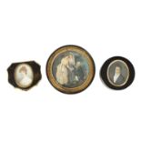 A COLLECTION OF THREE EARLY 19TH CENTURY TORTOISESHELL SHAPED AND CIRCULAR BOXES