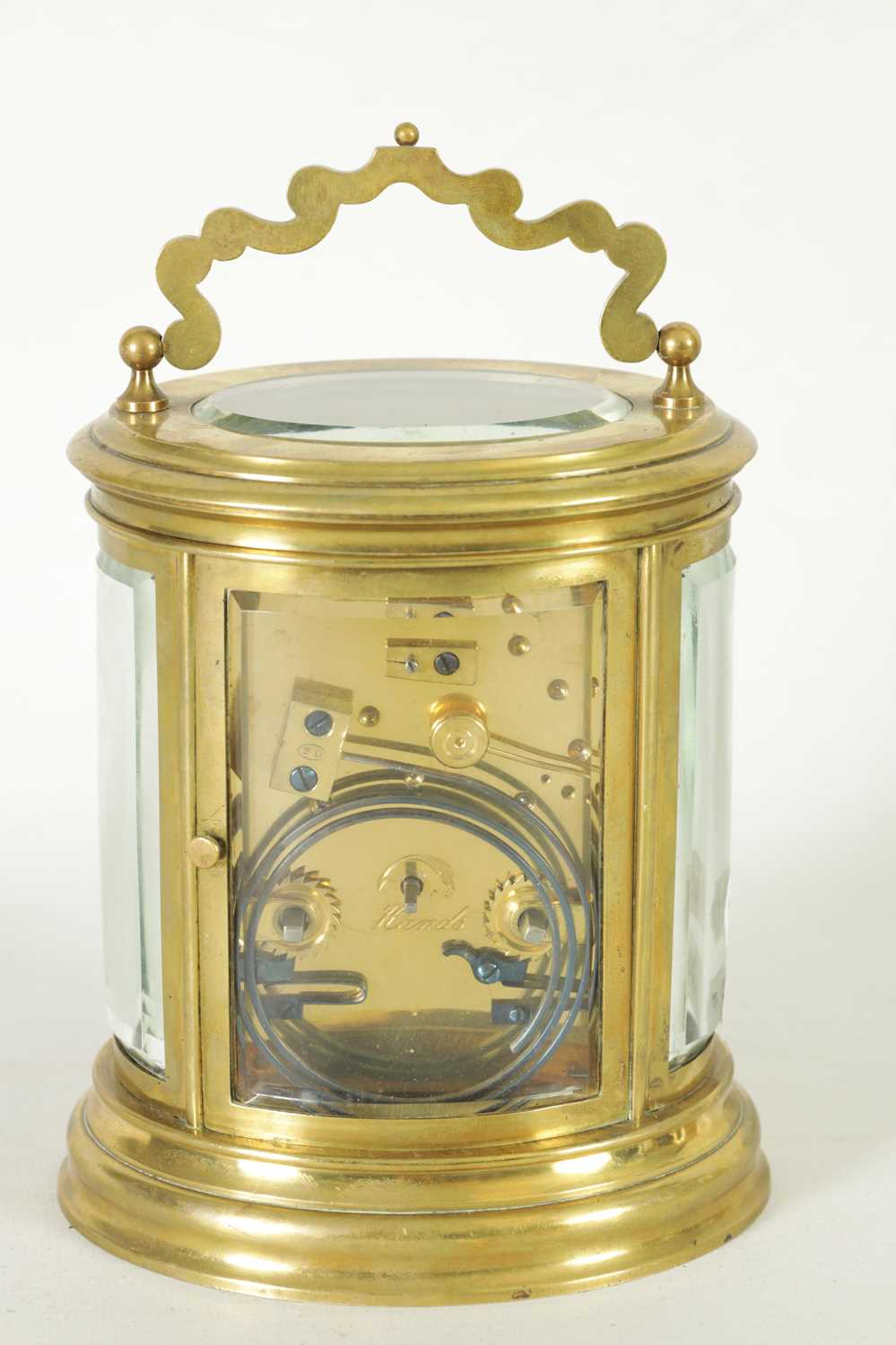 A LATE 19TH CENTURY OVAL REPEATING FRENCH CARRIAGE CLOCK - Image 7 of 9