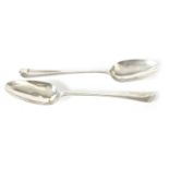 A PAIR OF GEORGE III SCROLL-BACK SILVER SPOONS