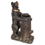 AN IMPRESSIVE 19TH CENTURY LINDEN WOOD BLACK FOREST CARVED BEAR STICK STAND