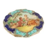 A 19TH CENTURY ITALIAN SILVER AND ENAMEL COMPACT
